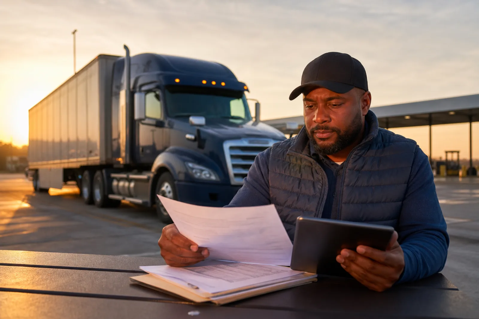 New owner-operator reviewing carrier setup information